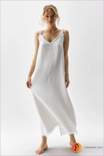 Split Dress with Backless Silhouette - Easy Elegance - Casual • Cotton • Dresses - Lingerie Hut