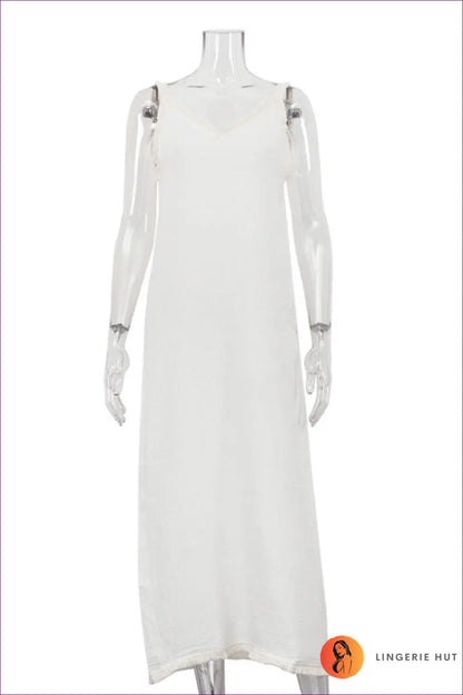 Split Dress with Backless Silhouette - Easy Elegance - s / White - Casual • Cotton • Dresses - Lingerie Hut