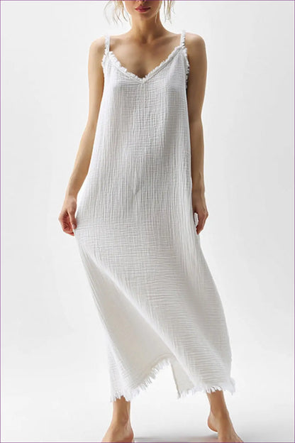 Split Dress with Backless Silhouette - Easy Elegance - Casual • Cotton • Dresses - Lingerie Hut