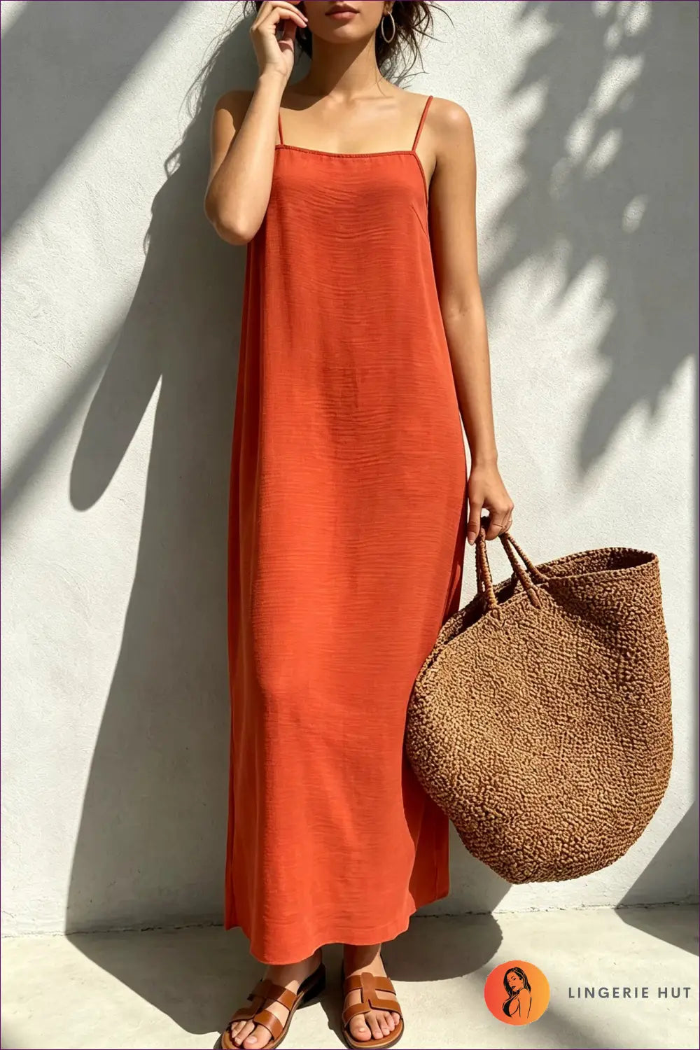Split Dress with Hem - Sunlit Ease - s / Orange - Casual • Cotton • Dresses • Everyday - Lingerie Hut