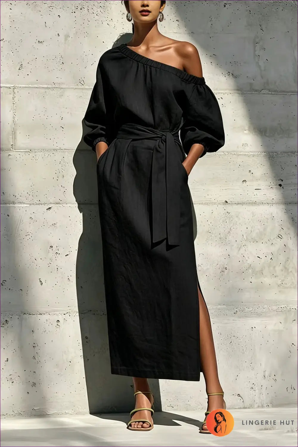 Split Dress with Side Pocket Detail - Sunlit Ease - Casual • Cotton • Dresses • Everyday - Lingerie Hut