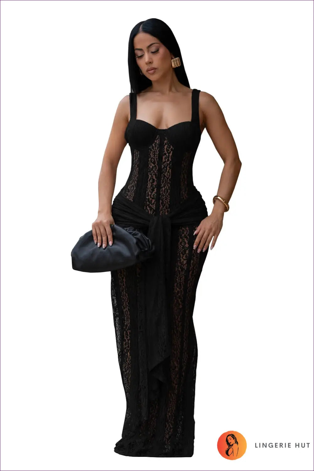 Split Dress with Tie Waist Detail - Effortless Grace - s / Black - Casual • Cotton • Dresses • Everyday - Lingerie Hut