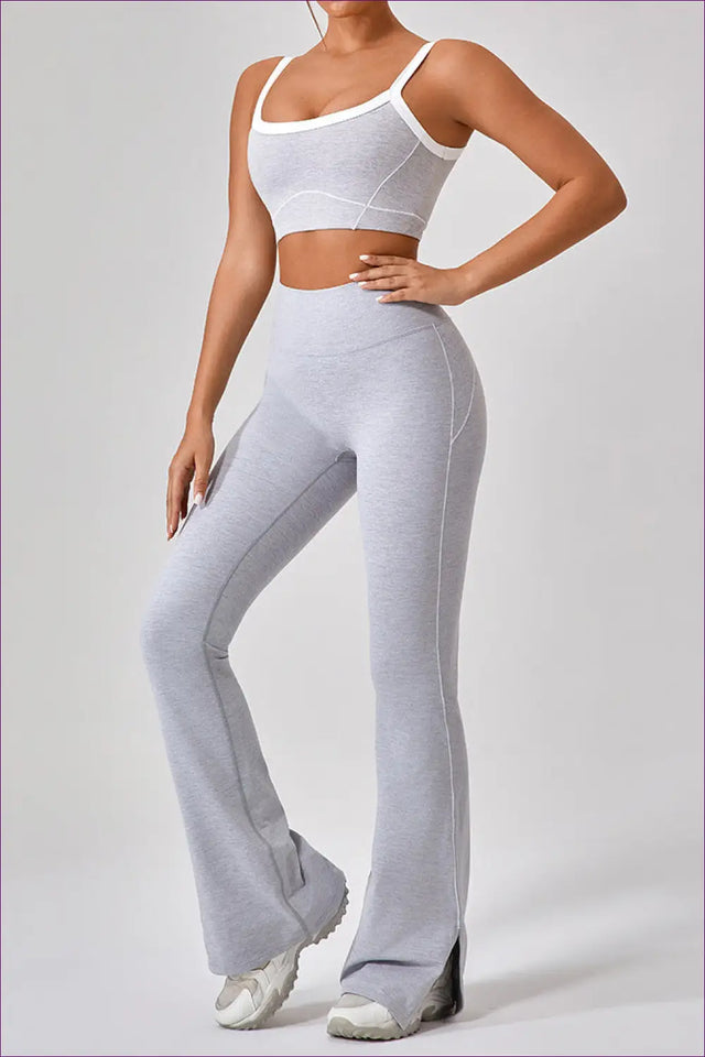 Ribbed Knit Co Ord Set with Flare Trousers - Effortless Polish