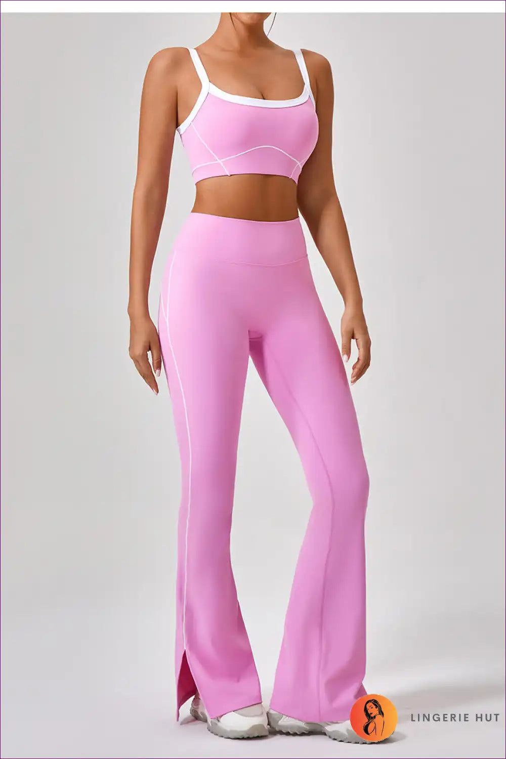Sports Bra Set with Flare Trousers - Athletic Confidence for Activewear, All Season, Casual, co Ord, Crop