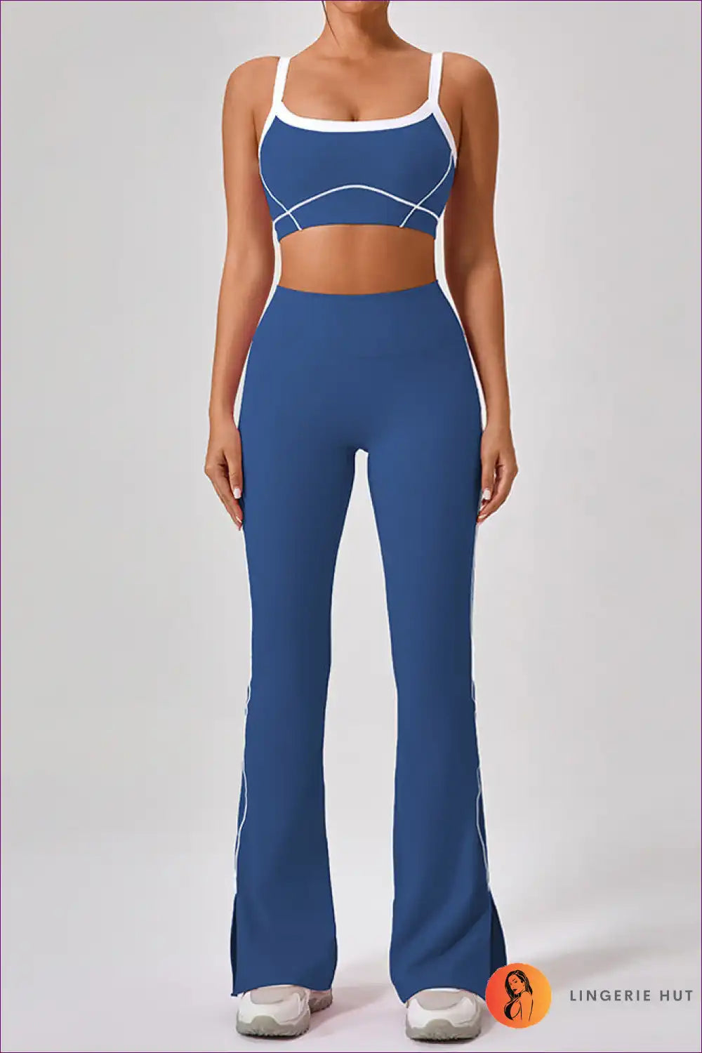 Sports Bra Set with Flare Trousers - Athletic Confidence for Activewear, All Season, Casual, co Ord, Crop