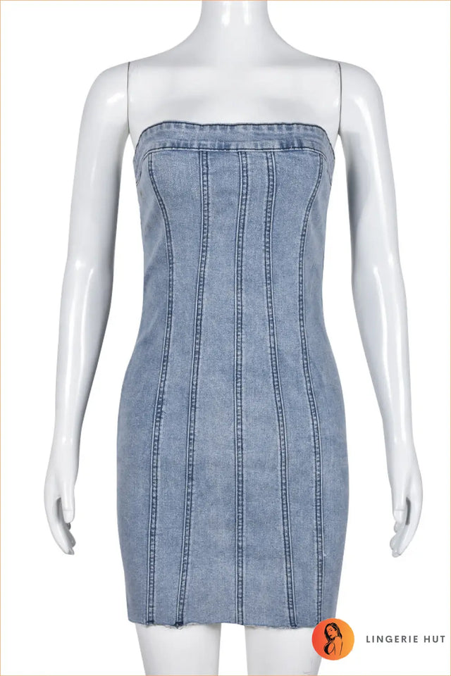 Strapless Denim Bodycon Mini Dress