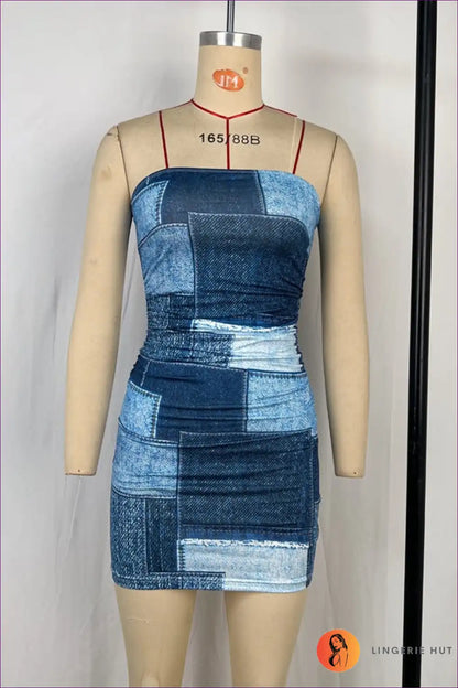 Strapless Dress with Abstract Print - Urban Edge for Animal, Backless, Bodycon, Cutout, Date Night