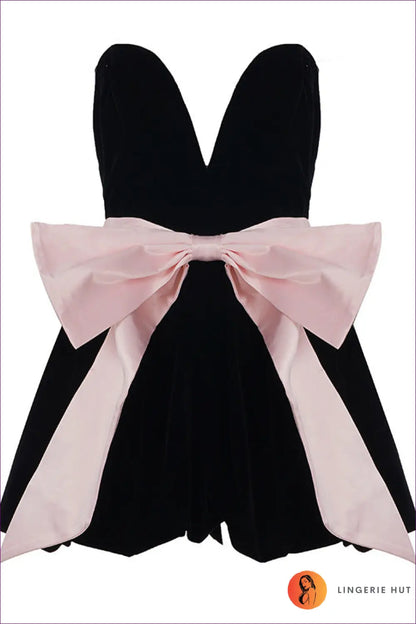 Strapless Dress with Bow Detail - Romantic Drama - s / Black - Dresses - Clothing • Date Night • Glamour • Mini