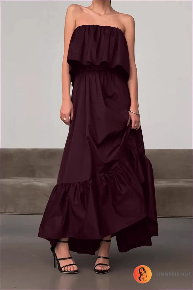 Strapless Maxi Dress with Ruffle Detail - Understated Glamour