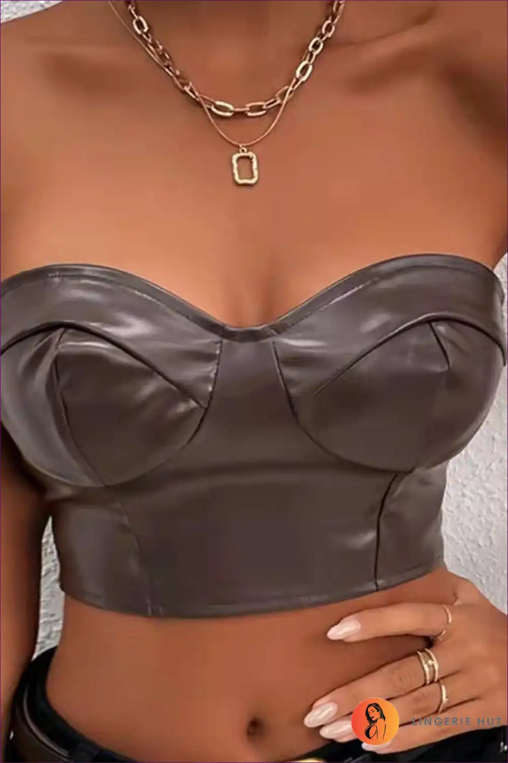 Strapless Faux Leather Bustier ?? Edgy & Chic for Autumn, Clubwear, Leather, Night Out, Sexy