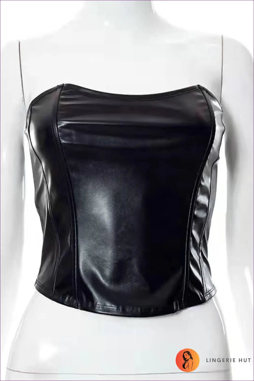 Strapless Faux Leather Crop Top - Bold but Wearable - s / Black - Shirts & Tops - Lingerie Hut - All Season • Clubwear