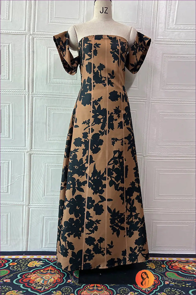 Strapless Floral Maxi Dress with Corset Detail - Evening Elegance