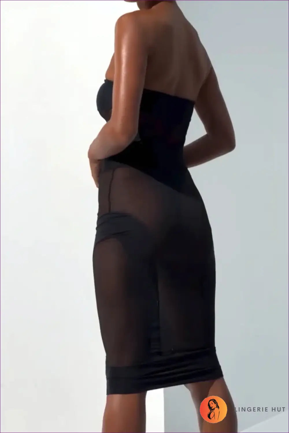 Strapless Mesh Bodysuit with Panel Detail - After-dark Drama - All Season • Bandeau • Bodycon • Boudoir - Lingerie Hut