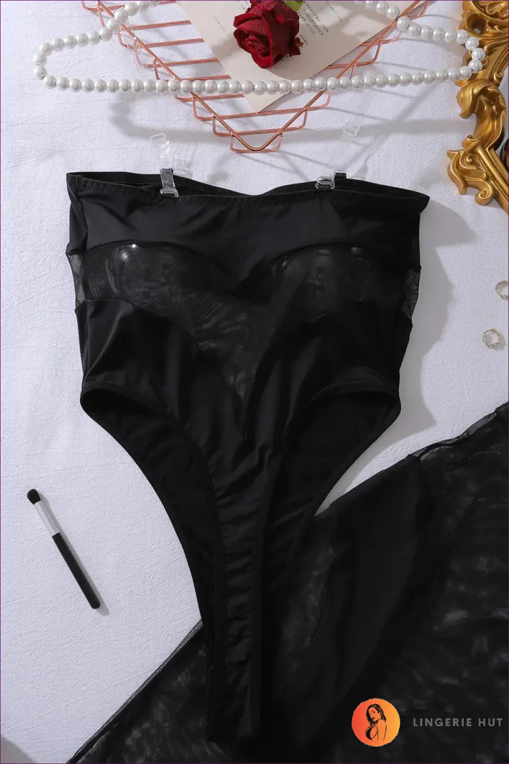 Strapless Mesh Bodysuit with Panel Detail - After-dark Drama - All Season • Bandeau • Bodycon • Boudoir - Lingerie Hut