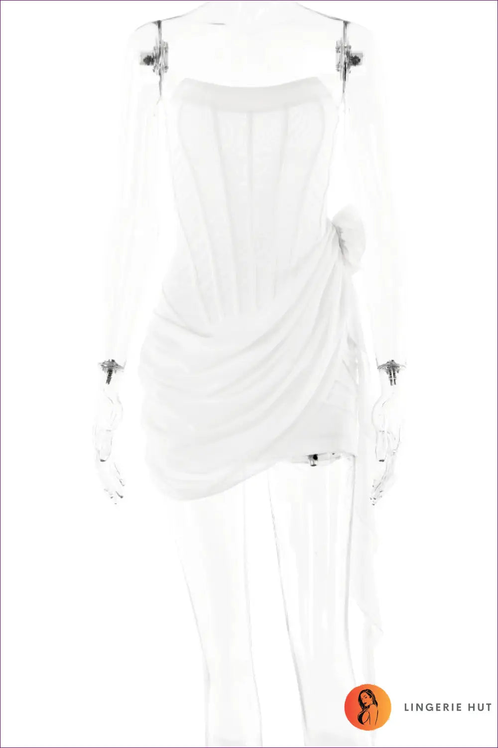 Strapless Mesh Mini Dress - Draped Overlay - s / White - Bodycon • Clubwear • just in • Julissa