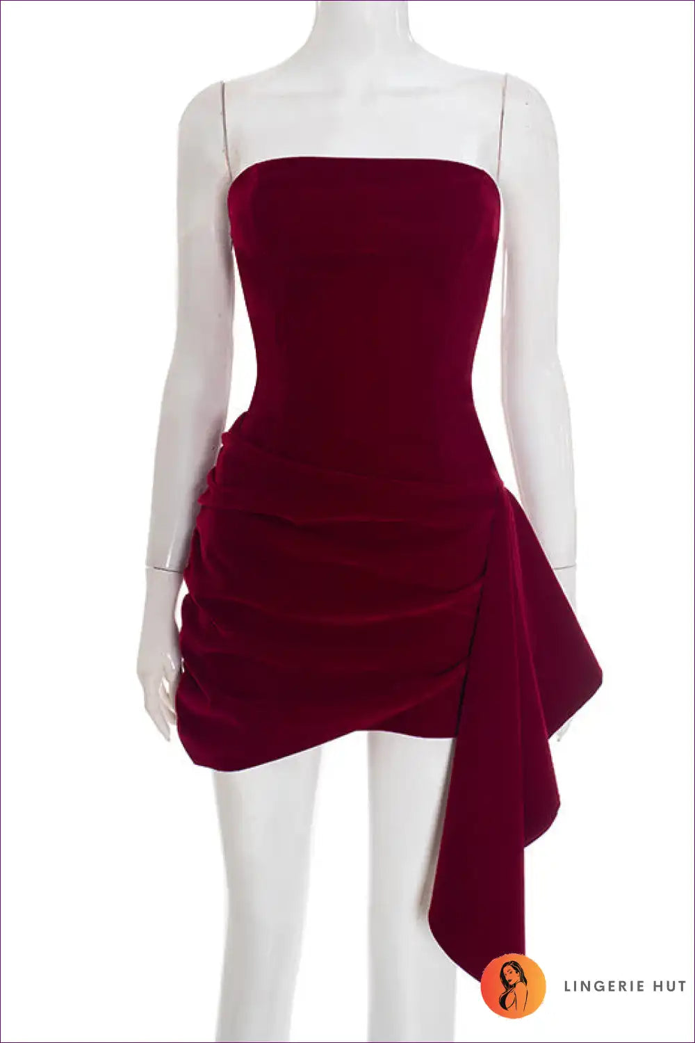 Strapless Mini Dress with Asymmetric Hem - Statement Nights for All Season, Bodycon, Cutout, Date Night,