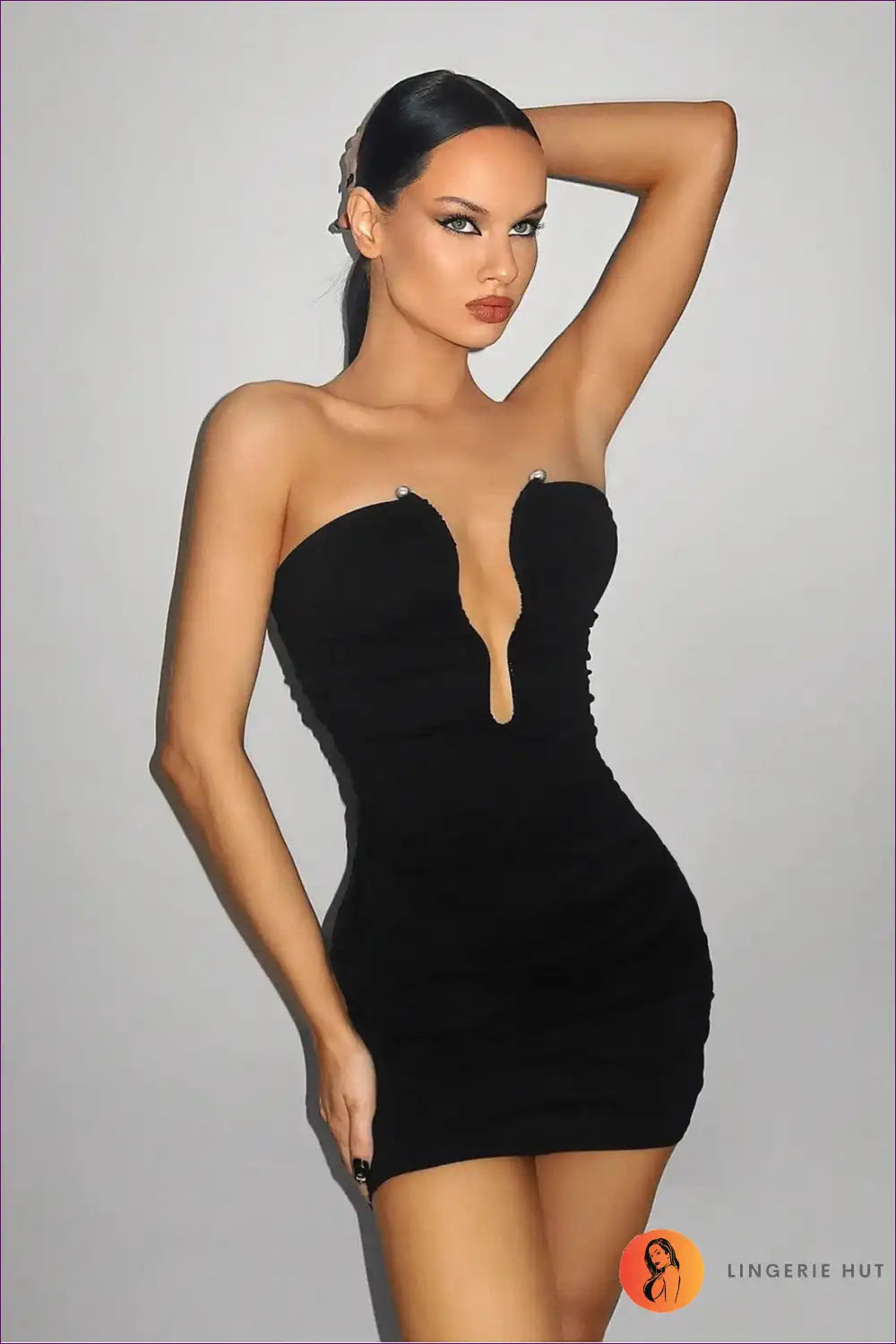 Strapless Mini Dress with Cutout Detail for Party Evenings Bodycon, Clubwear, Cutout, Date Night, Evening Wear