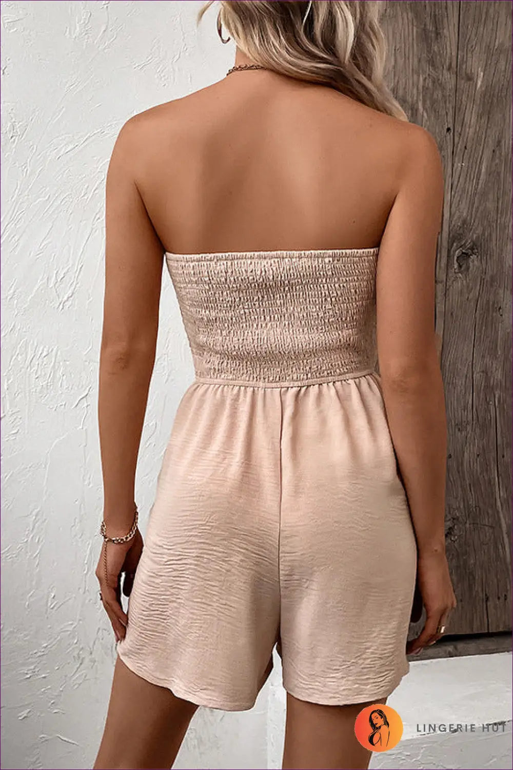 Strapless Playsuit with Ruffle Detail - Effortless Summer Elegance - Jumpsuits & Rompers - Lingerie Hut - Backless