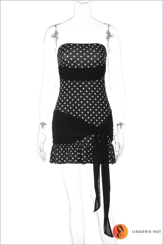 Strapless Polka Dot Mini Dress - s / Black - Dresses - Bodycon • Casual • Date Night • Lingerie Hut
