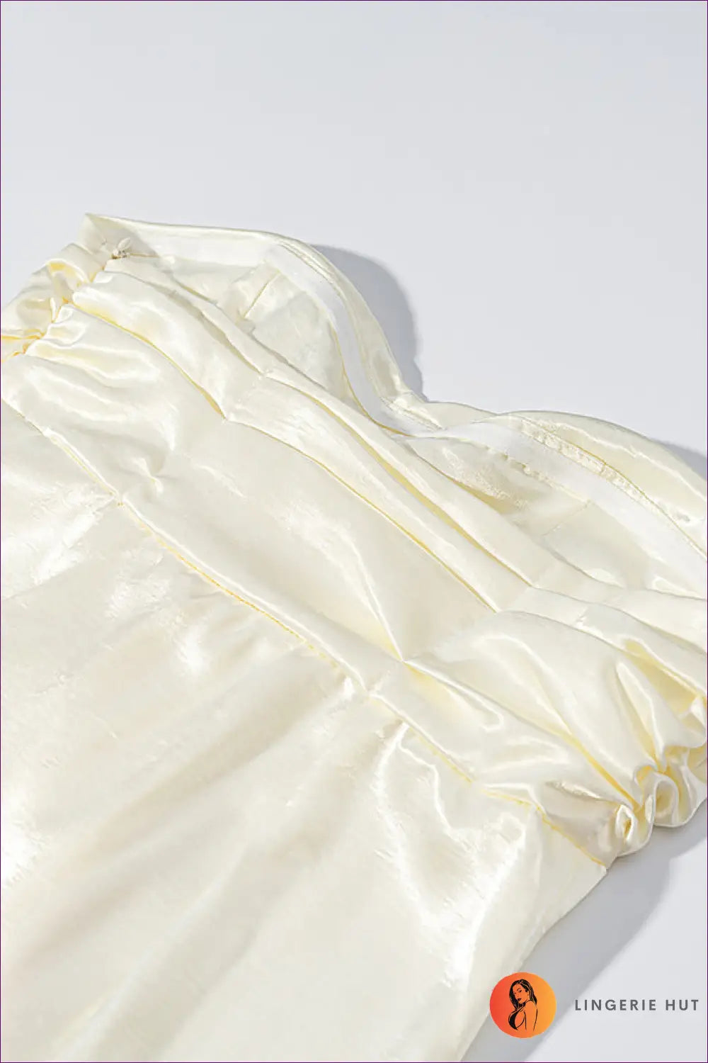 Strapless Satin Maxi Dress - Draped Ruffle Detail - Bodycon • Elegant • just in • Jiajia