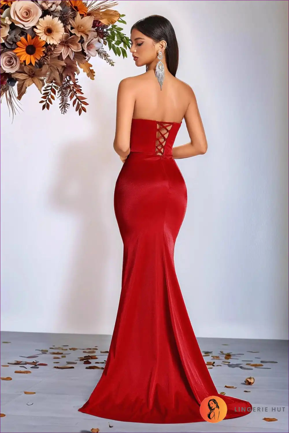 Strapless Sequin Rhinestone Maxi Dress with Side Slit for Cutout, Date Night, Evening Wear, Formal Glamour