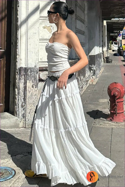 Strapless Set with Tiered Detail - Romantic Escape - co Ord - Lingerie Hut - Backless • Bridal • Chiffon • Dress