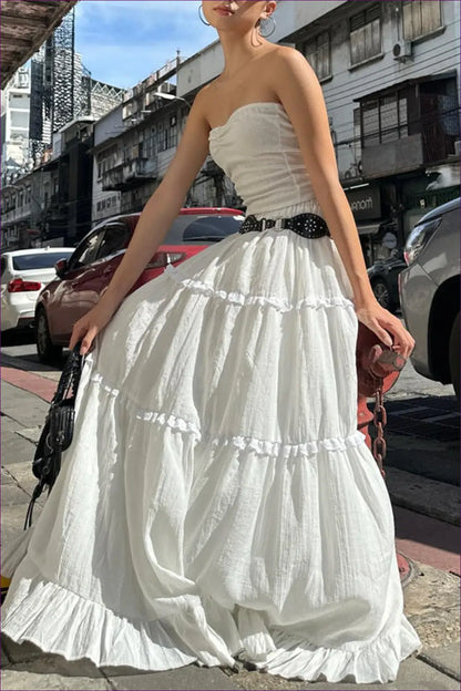 Strapless Set with Tiered Detail - Romantic Escape - co Ord - Lingerie Hut - Backless • Bridal • Chiffon • Dress