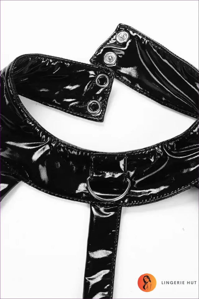 Wet Look Strappy Bra with Choker Detail