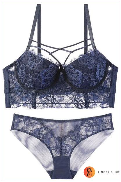 Strappy Lace Bra Set with Cut-out Detail - Bold Modern Romance for Boudoir, Set, Cutout, Date Night, Everyday