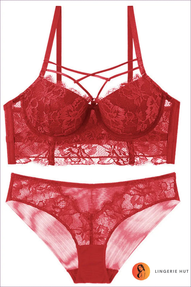 Strappy Lace Bra Set with Cut-Out Detail - Bold Modern Romance