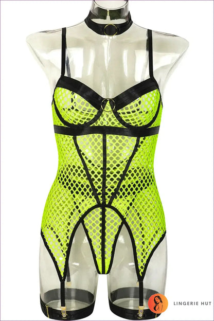 Strappy Mesh Garter Bra Set - the one They’ll Ask About - Light Green / s - Lingerie Hut - All Season • Boudoir