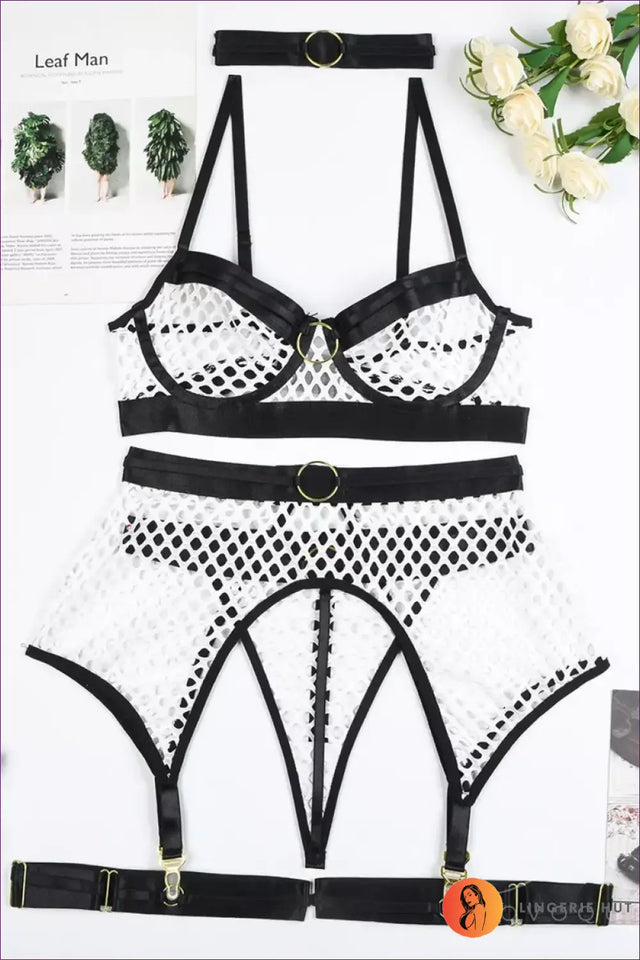 Strappy Mesh Garter Bra Set - The One They'll Ask About