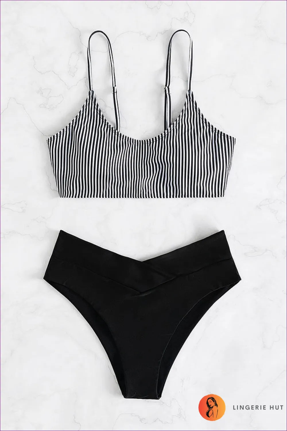 Embrace Sunny Adventures With Our Striped High Waist Triangle Bikini. Dive Into Style Its Playful Stripes