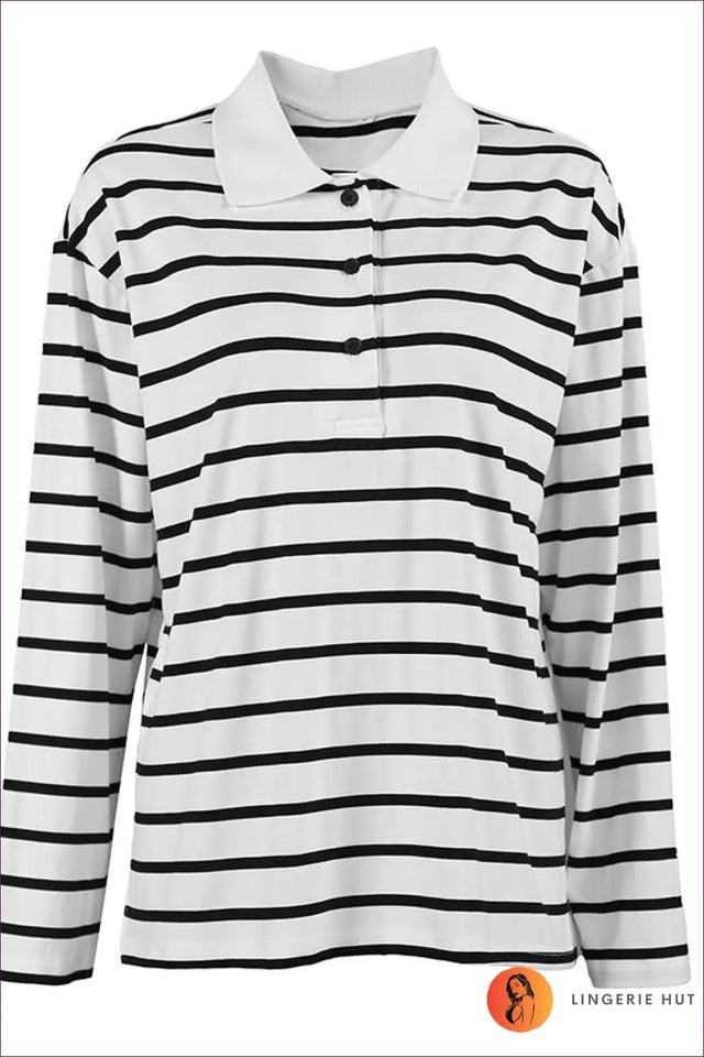 Striped Polo Shirt Long Sleeve - Effortless Everyday Comfort