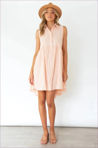 Striped Sundress - Summer Day Essential - s / Pink - Dresses - Lingerie Hut - Casual • Dress • Everyday • Mini • Modest