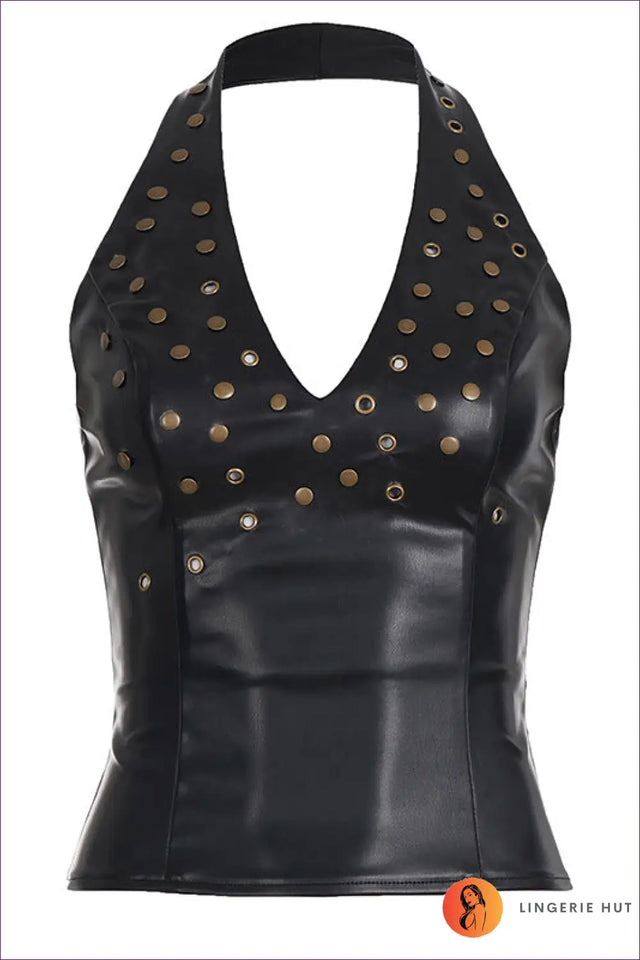 Studded Faux Leather Halter Top - Worth a Second Look