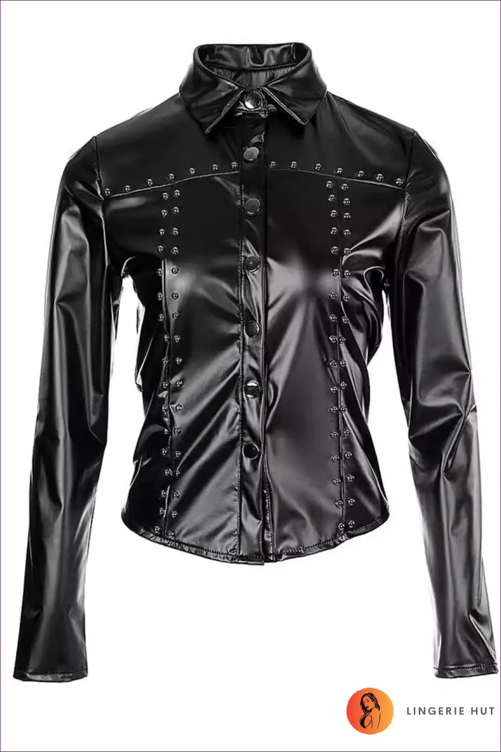 Studded Faux Leather Statement Jacket - the one They’ll Ask About - Bodysuit - Jackets - Lingerie Hut - All Season