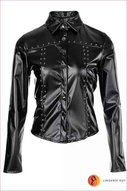 Studded Faux Leather Statement Jacket - the one They’ll Ask About - Bodysuit - Jackets - Lingerie Hut - All Season