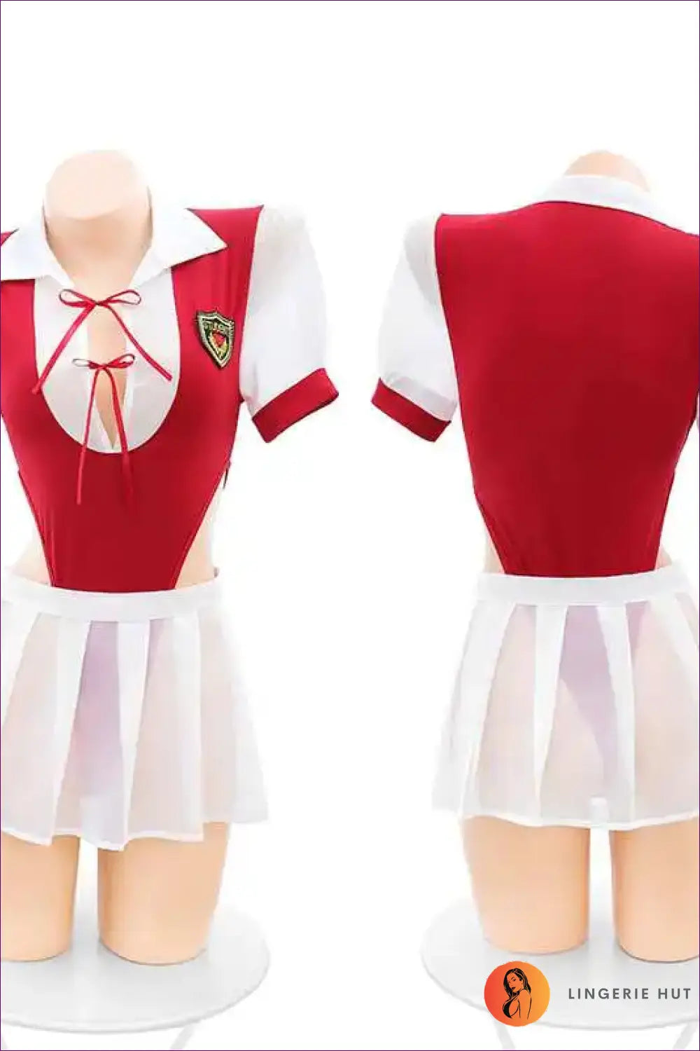 Student Costume Set with Lace-up Bodysuit - Campus Mood - 01 / one Size - just in • Party • Role Play • Sexy - Lingerie