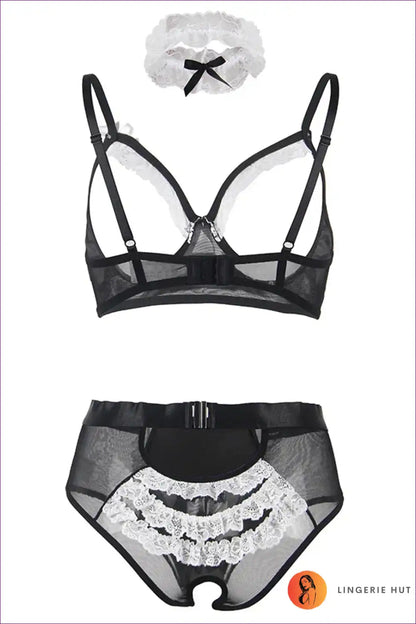 Student Maid Costume Set with Plaid Accents - Cosplay Confidence for Boudoir, Clubwear, Costume, Garter,