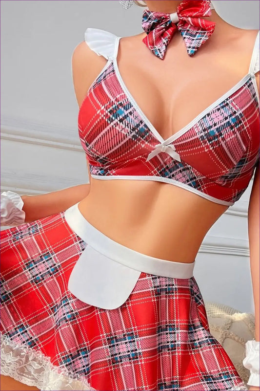 Student Roleplay Costume with Lace & Ruffles - Mischief Maker - Lingerie Hut - Boudoir • Lace • Maid • Mini