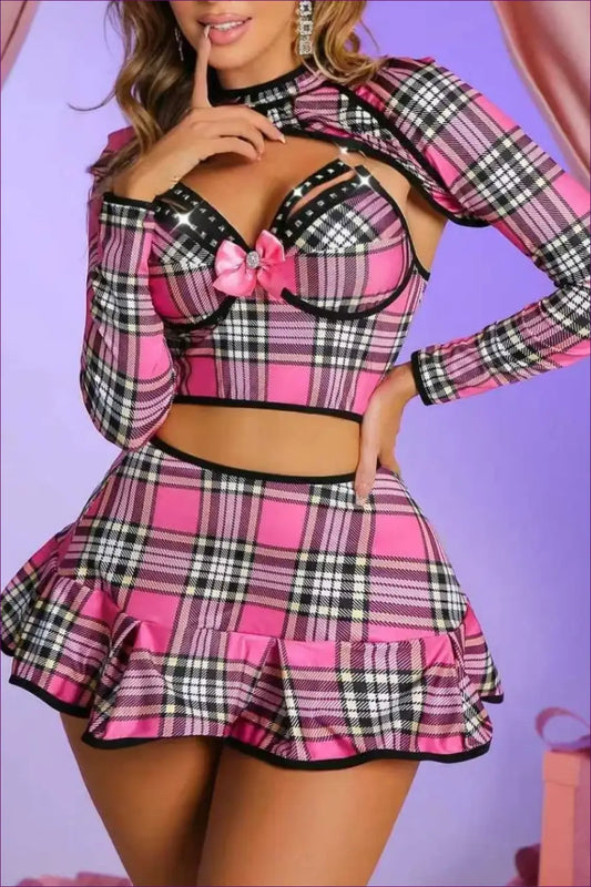 Student Schoolgirl Costume with Cutouts - Playful Confidence Edit - 01 / s - Outfit Set - Lingerie Hut - Clubwear