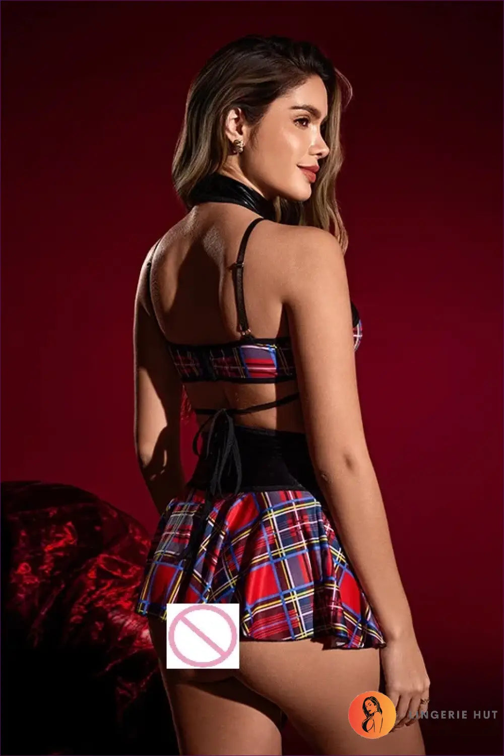 Student Uniform Costume with Heart Cutout - Flirty Role Play - Crop • Halloween • just in - Lingerie Hut