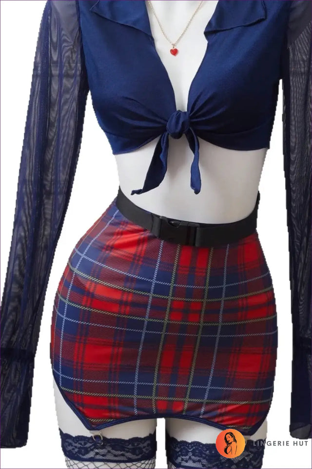 Student Uniform Costume Set with Tie Front - Varsity Night