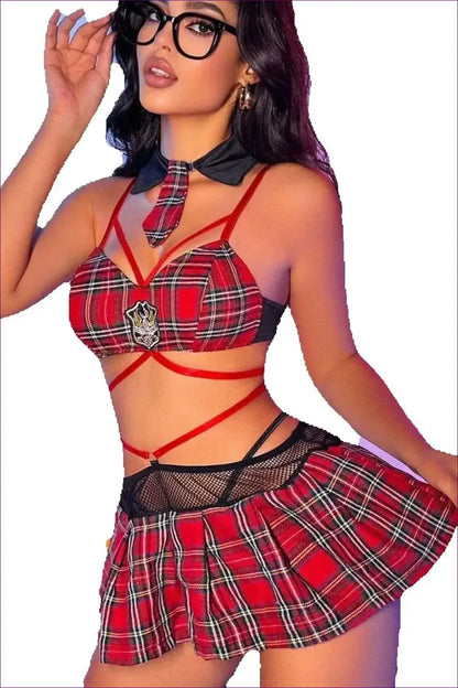Student Uniform Lingerie Set with Mini Tie - Playful Costume Night - Bra • Halloween • just in • Hut