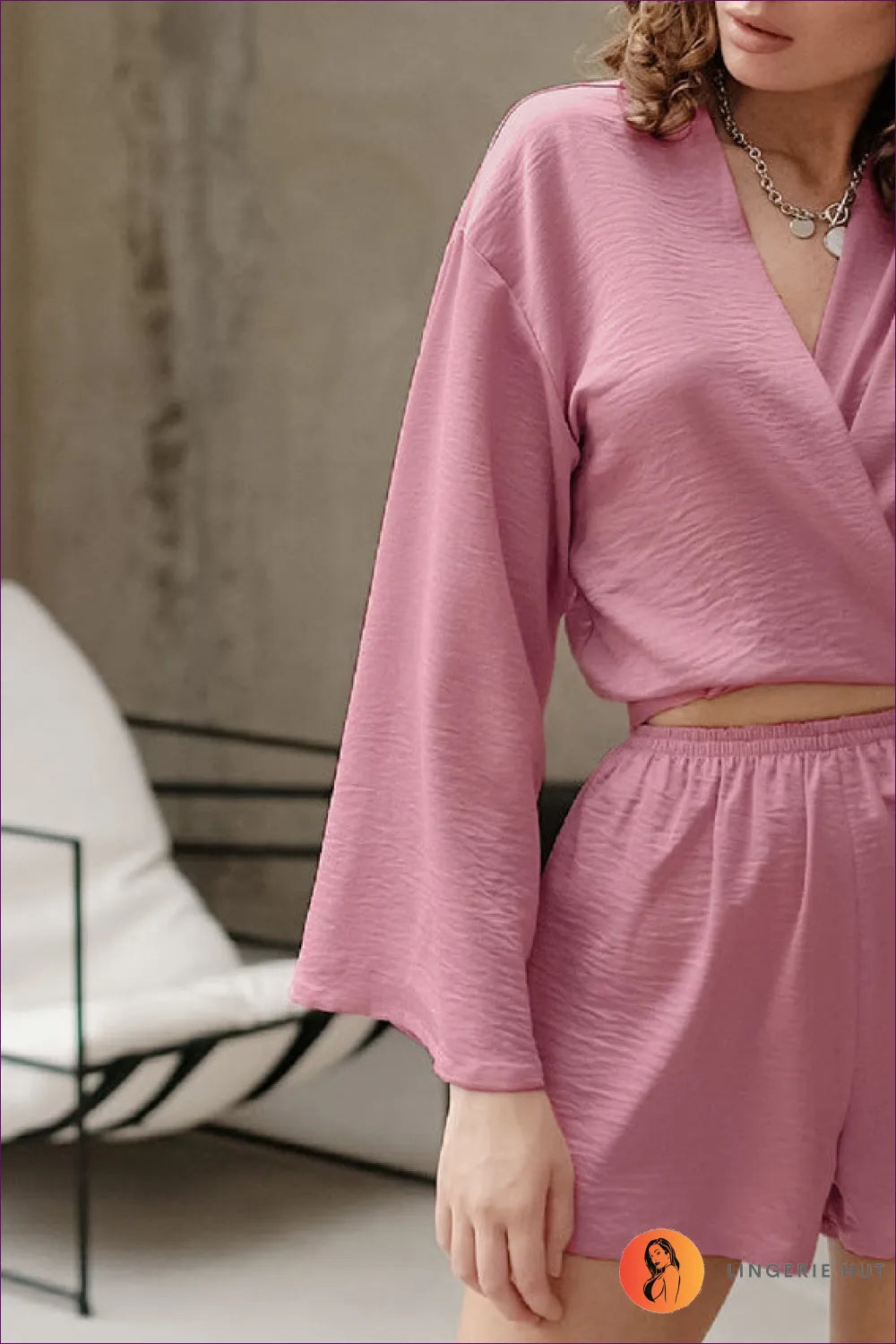 Elevate Your Lounging Experience With Our Stylish Loungewear Set. Featuring Lace-up Detailing And Loose
