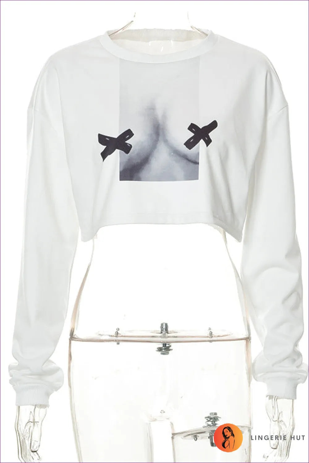 This Stylish Printed Long Sleeve Crop Top Is Perfect For a Night Out Or Can Be Dressed Down And Worn Casually.