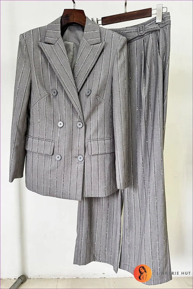 Pinstripe Blazer and Trouser Co Ord Set