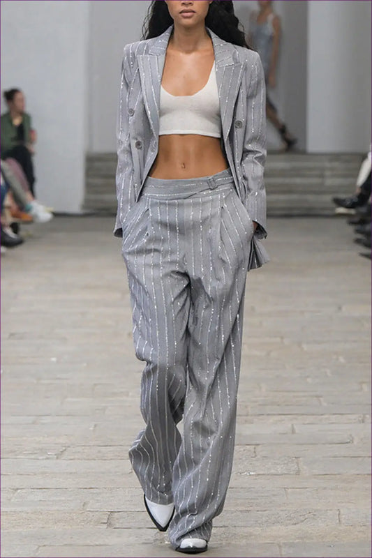 Suit Set with Pinstripe Detail - Boardroom Confidence - co Ord - Lingerie Hut - All Season • Blouse • Everyday • Formal