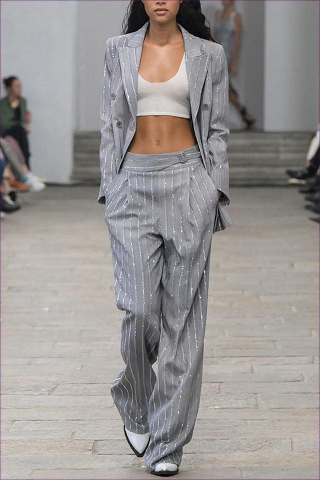 Pinstripe Blazer and Trouser Co Ord Set